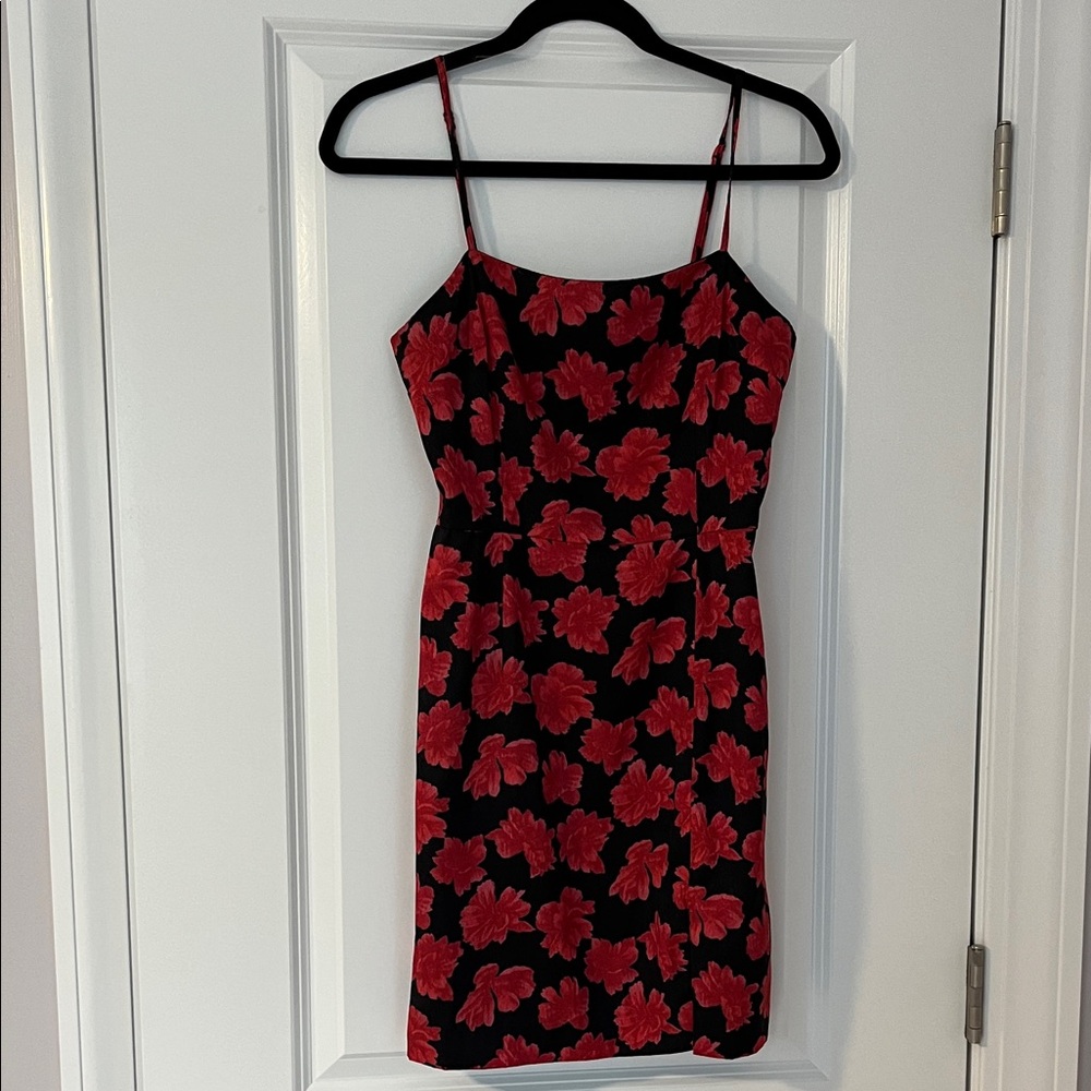 The East Order Elegant Black and Red Floral Mini Dress S
